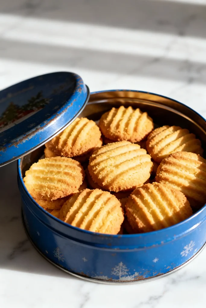 Danish butter cookies in mixed swirl, ring, and rectangle shapes.