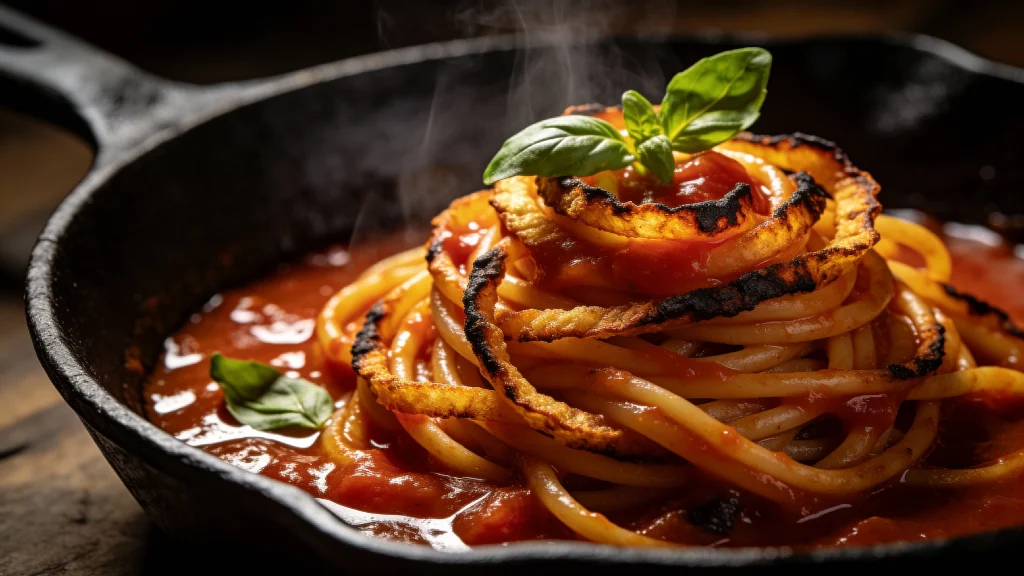 Charred killer’s spaghetti with crispy edges and glossy tomato sauce – easy pasta recipes for quick weeknight dinners