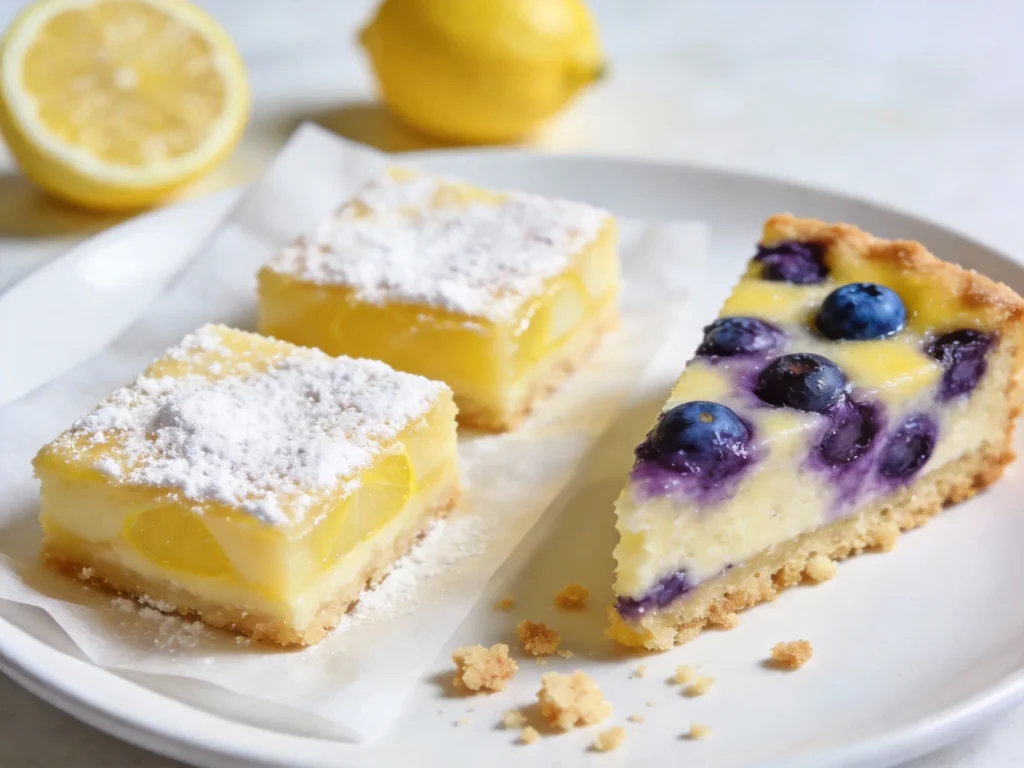 Lemon bars and lemon blueberry cake for Easter dessert recipes 2026