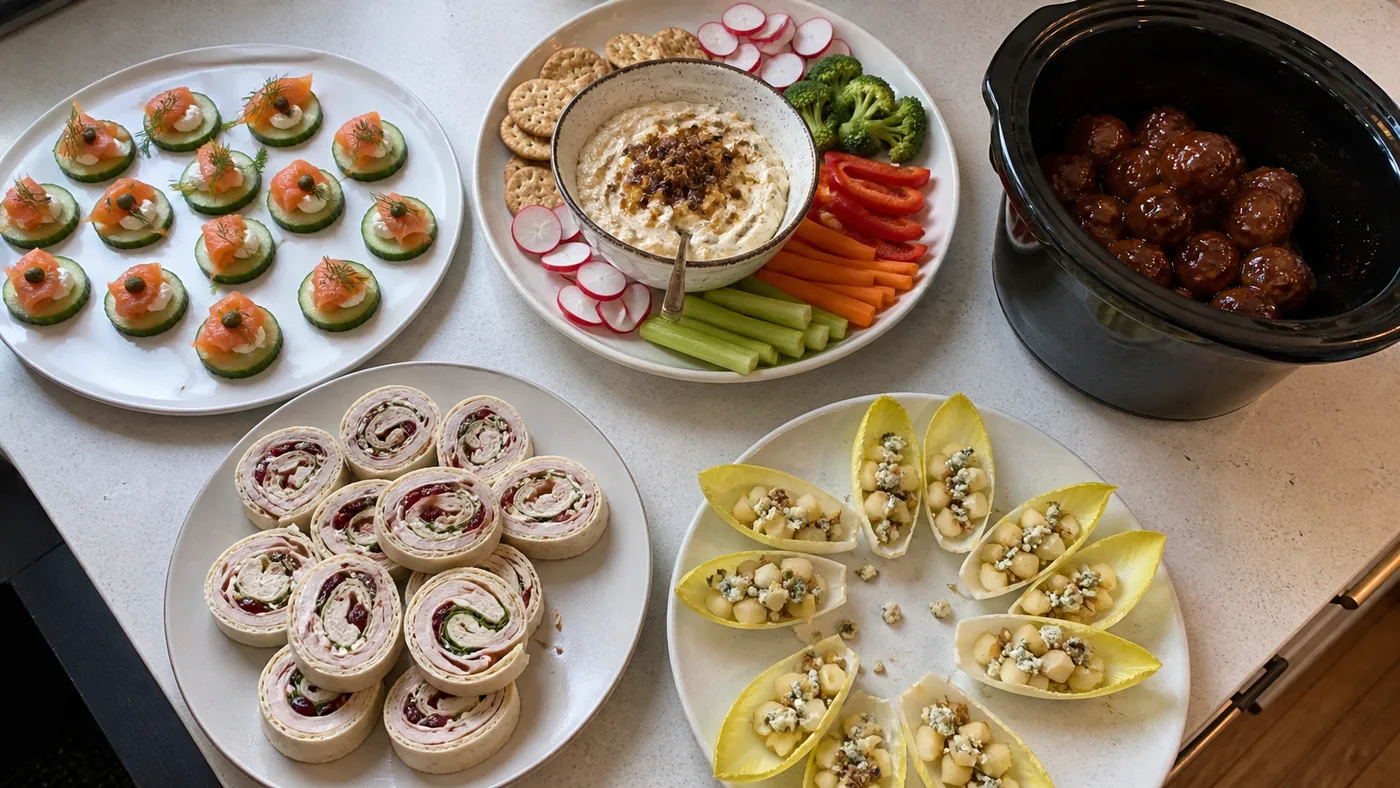 No-cook, make-ahead, warm, kid-friendly, and lighter Thanksgiving appetizers arranged for easy menu planning